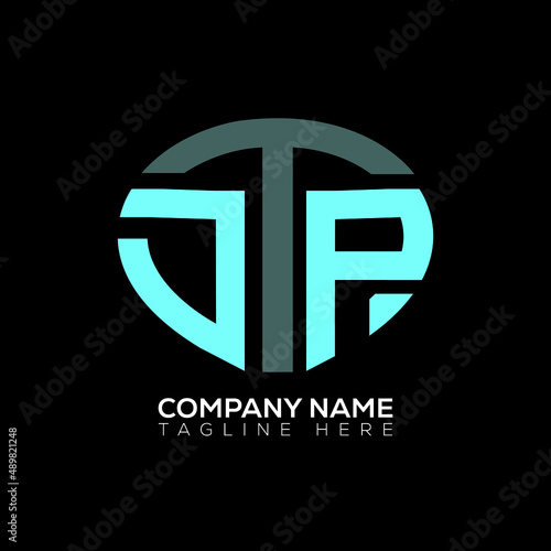 DTP logo monogram isolated on circle element design template, DTP letter logo design on black background. DTP creative initials letter logo concept.  DTP letter design.
