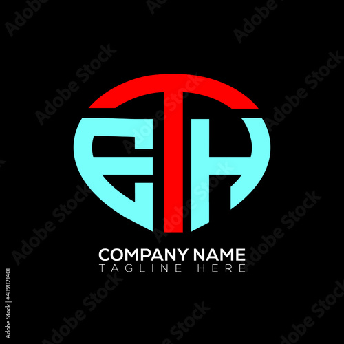 ETH logo monogram isolated on circle element design template, ETH letter logo design on black background. ETH creative initials letter logo concept.  ETH letter design.