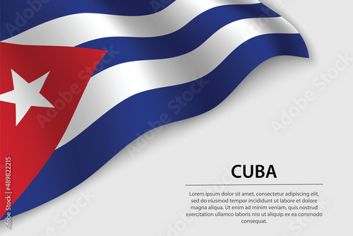 Wave flag of Cuba on white background. Banner or ribbon vector template