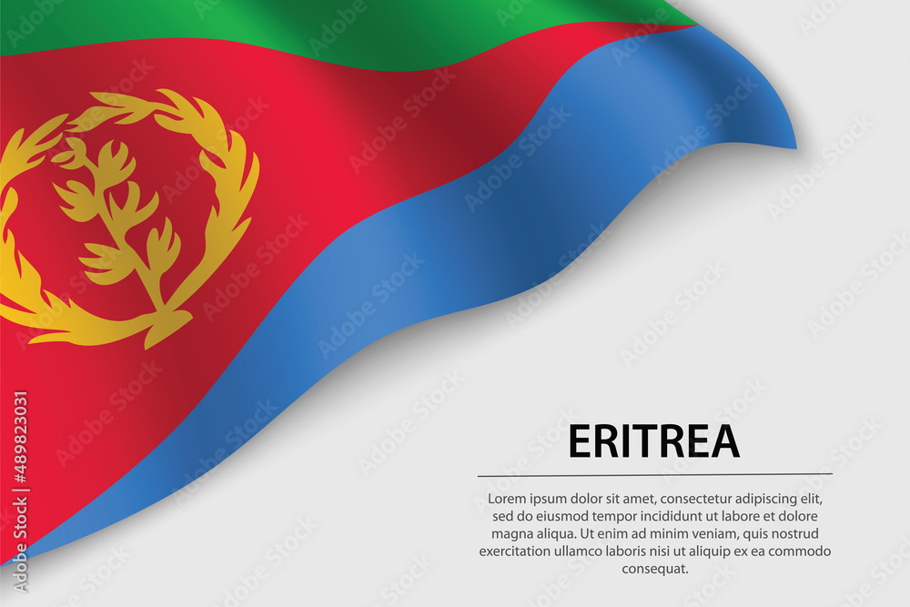 Fototapeta premium Wave flag of Eritrea on white background. Banner or ribbon vector template