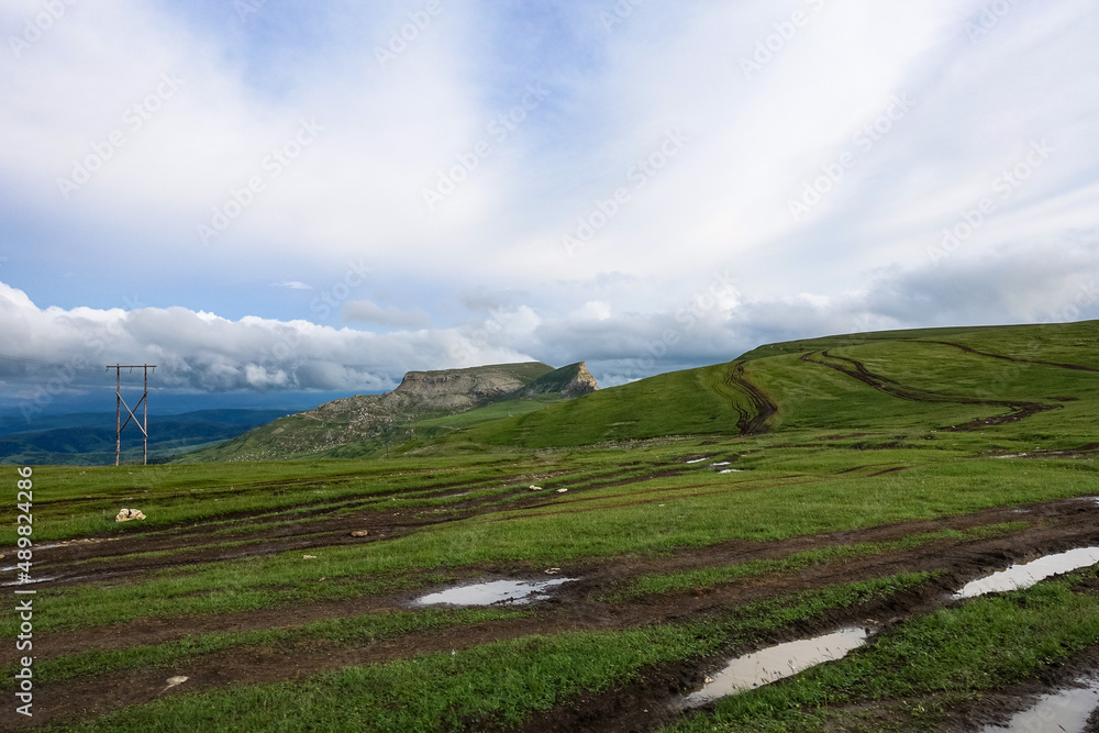 The mountain of the Bermamyt plateau in Karachay-Cherkessia, Caucasus, Russia 2021. June