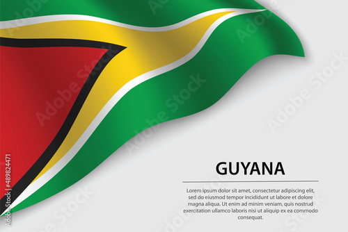 Free Download Wave flag of Guyana on white background. Banner or ribbon vector template - GFXLoad
