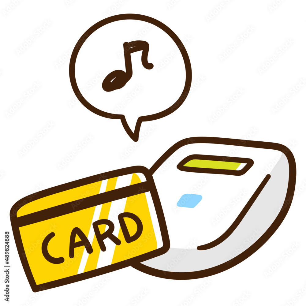 クレジットカードで電子決済するかわいい手書き風イラスト Stock Vector Adobe Stock