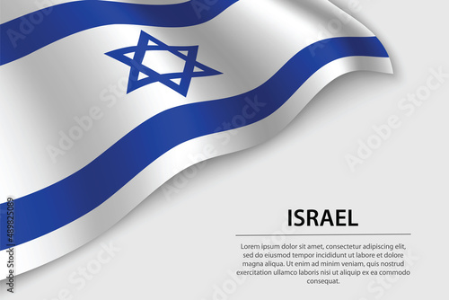 Wave flag of Israel on white background. Banner or ribbon vector template