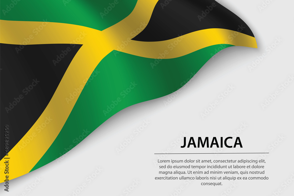 Wave flag of Jamaica on white background. Banner or ribbon vector template Wave flag of Jamaica on white background. Banner or ribbon vector template