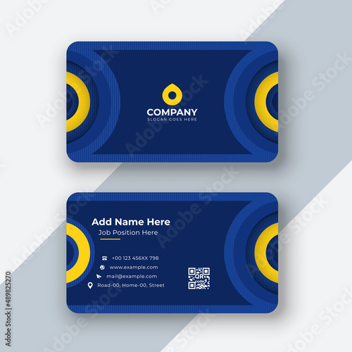 Blue business card. visiting card template two sides