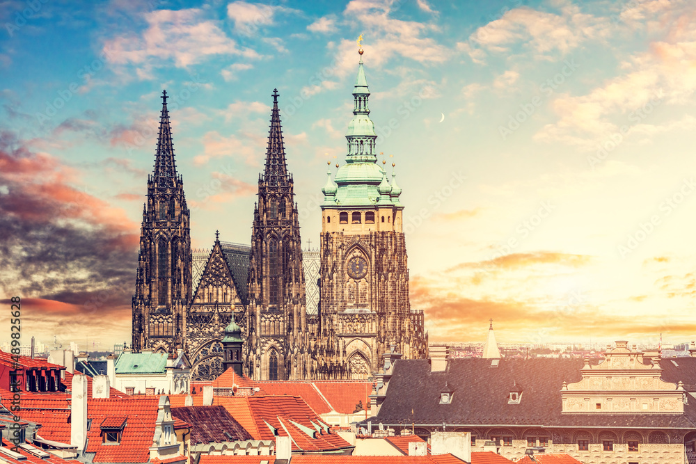 St. Vitus Cathedral, Prague, Czech Republic at sunset St. Vitus Cathedral, Prague, Czech Republic at sunset