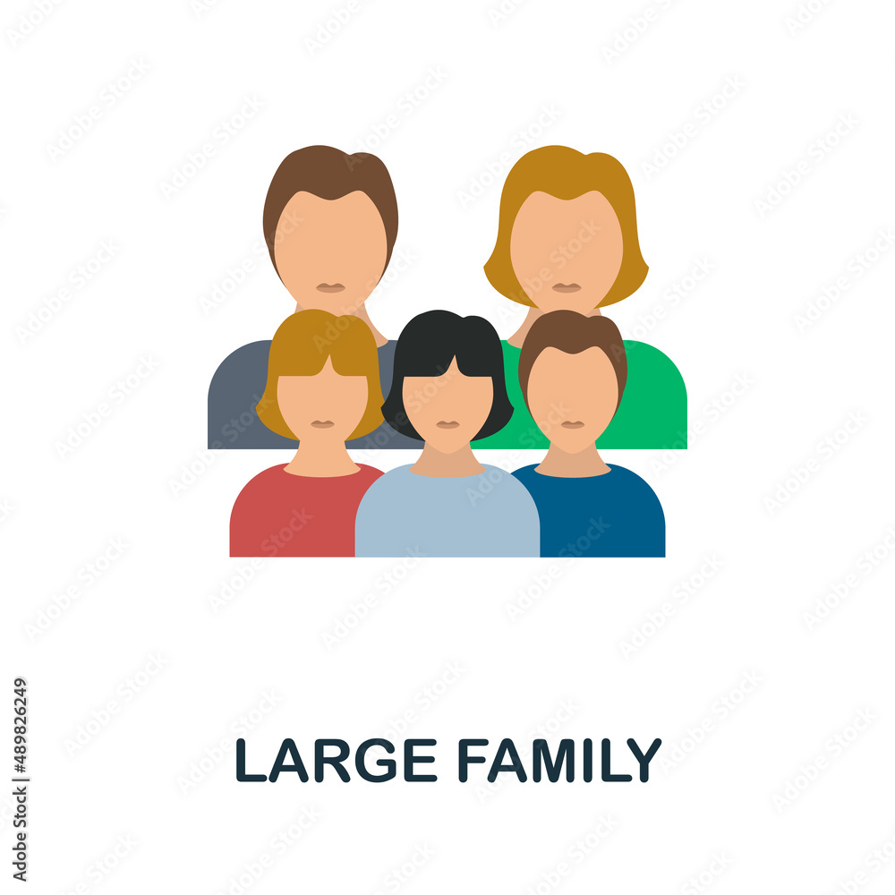 Large Family flat icon. Colored element sign from family collection. Flat Large Family icon sign for web design, infographics and more. Large Family flat icon. Colored element sign from family collection. Flat Large Family icon sign for web design, infographics and more.