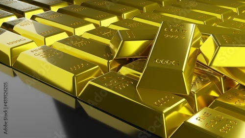 pure gold bar 3d render. fine gold 3d render. 