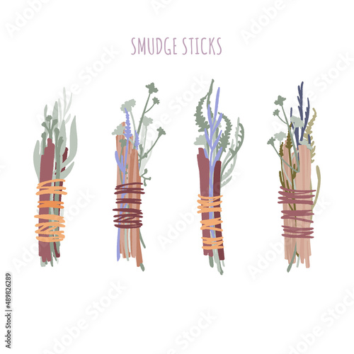 Herbs smudge sticks set with Palo Santo.