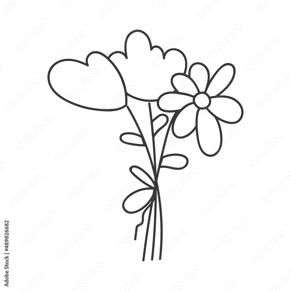 Naklejka premium Cute spring bunch of flowers. Summer bouquet