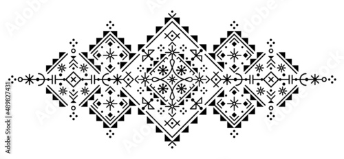 Nordic Icelandic style geometric tribal line art vector design set, black and white pattern collection inspired by Viking runes
