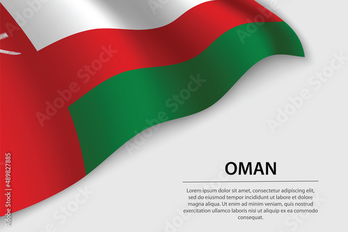 Wave flag of Oman on white background. Banner or ribbon vector template
