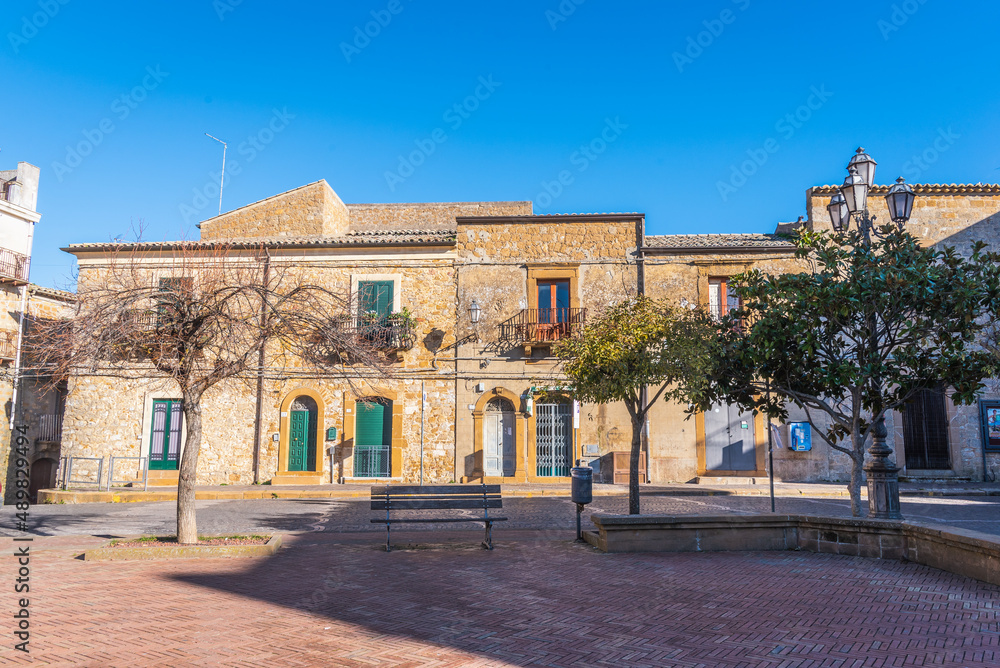 View of Cordova Square in Aidone, Enna, Sicily, Italy, Europe