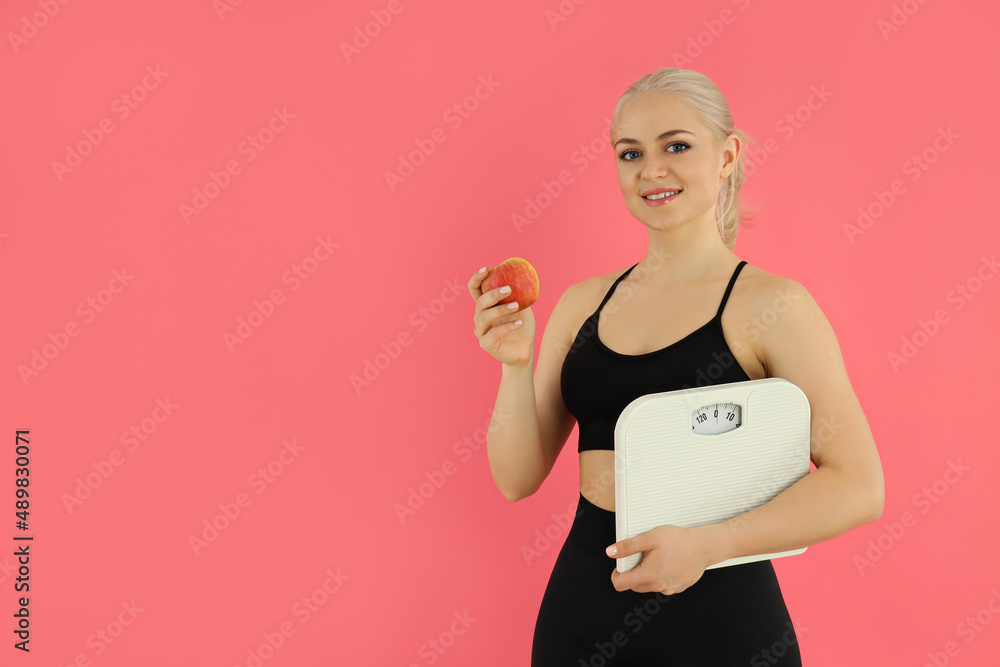 Concept of healthy lifestyle with sporty woman, space for text Concept of healthy lifestyle with sporty woman, space for text