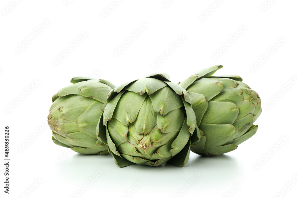 Fototapeta premium Fresh raw artichoke isolated on white background