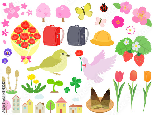 かわいい春の素材 セット イラスト