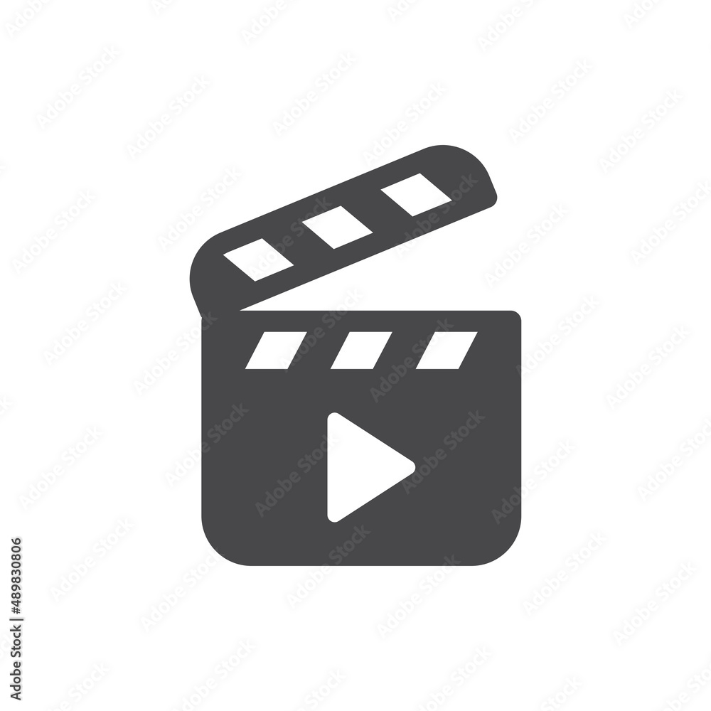 Clapboard movie production vector icon. Clapperboard filled symbol.