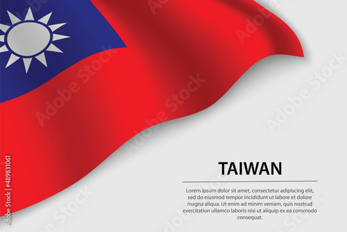 Wave flag of Taiwan on white background. Banner or ribbon vector template