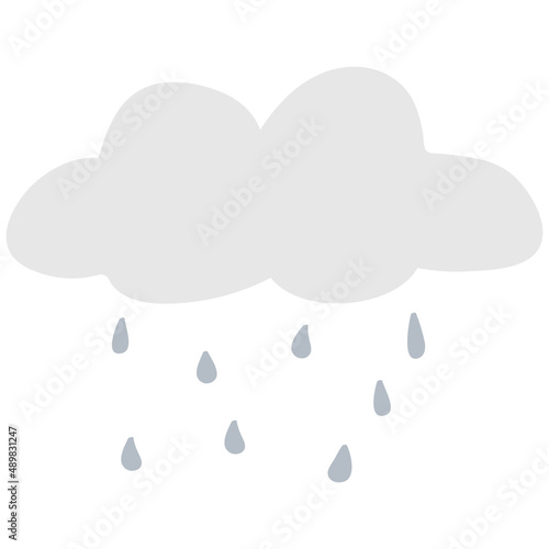 Fototapeta Naklejka Na Ścianę i Meble -  Rainy cloud vector illustration in flat color design