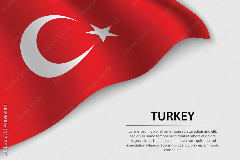 Wave flag of Turkey on white background. Banner or ribbon vector Wave flag of Turkey on white background. Banner or ribbon vector