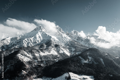 Photography Amazing winter day in the snowy mountains with a great scenic and aerial view