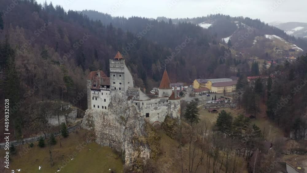 Aerial view from Bran Castle, Romania Aerial view from Bran Castle, Romania