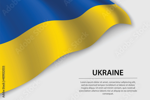 Wave flag of Ukraine on white background. Banner or ribbon vecto