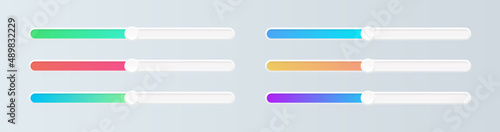 Sliders set. Gradient user interface elements. Switches for web pages, mobile applications. Vector illustration.