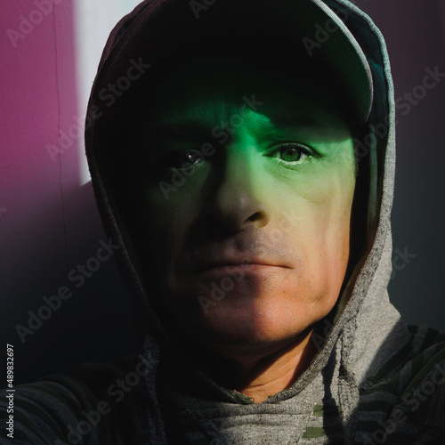 adult man in the shadows portrait photo