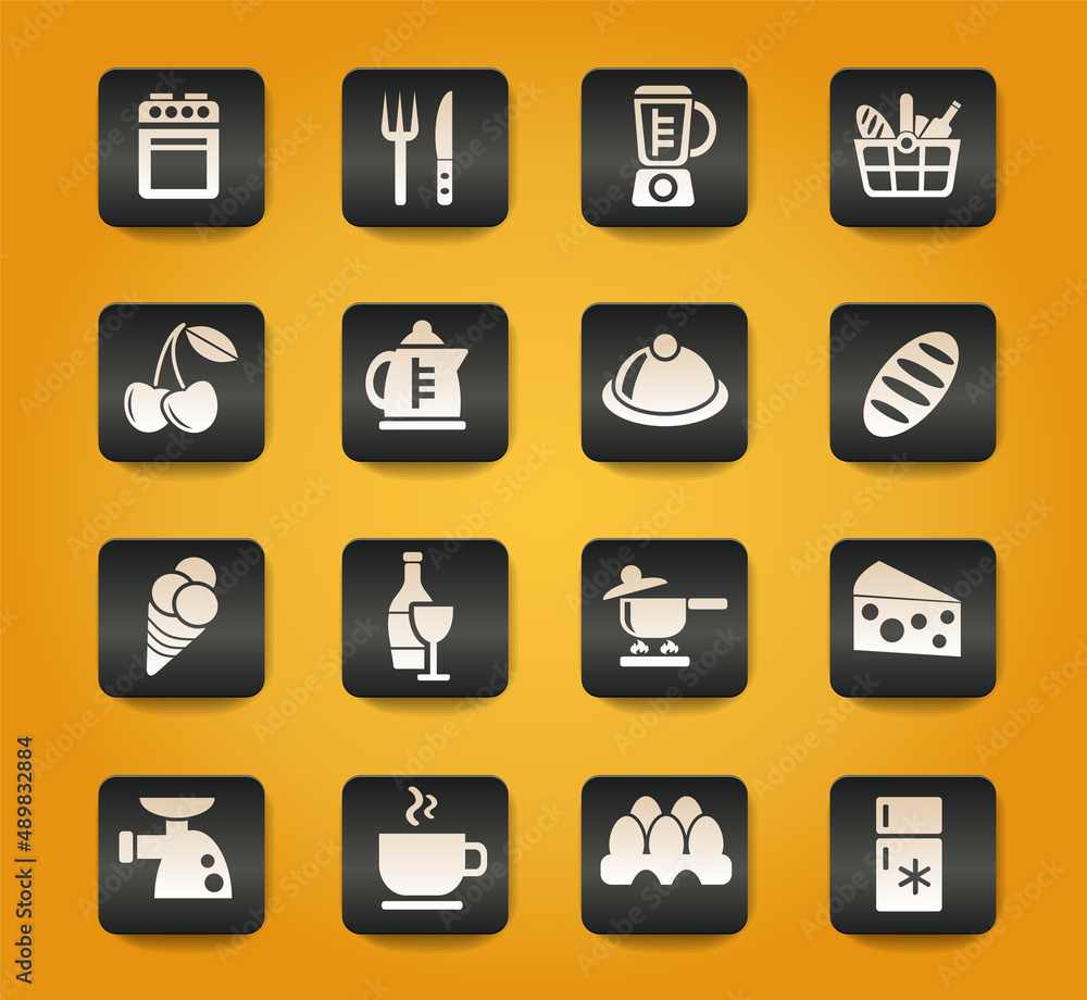food and kitchen icon set food and kitchen icon set