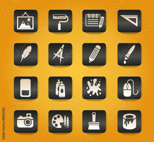 art tools icon set