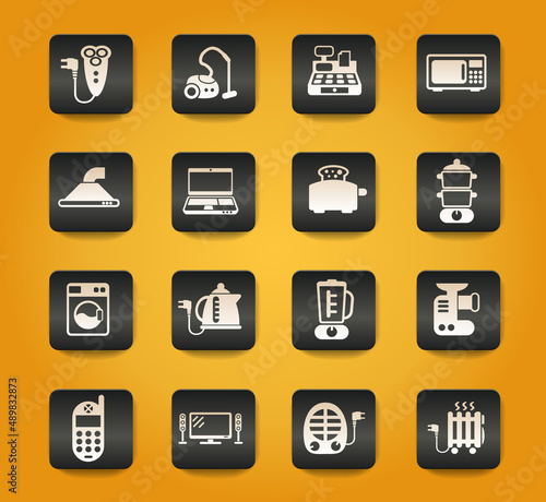 electronics supermarket icon set