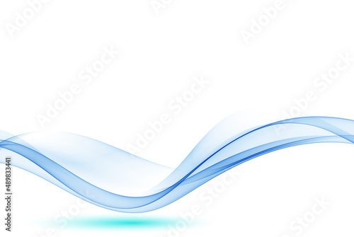 Blue swirling wave flow. Blue wavy lines. Vector