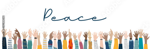 Billede på lærred Banner - peace - hands - together