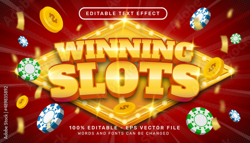 Editable text effect - winning slot 3d style concept	