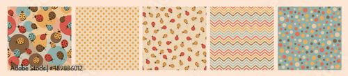 Seamless repeating pattern of ladybugs