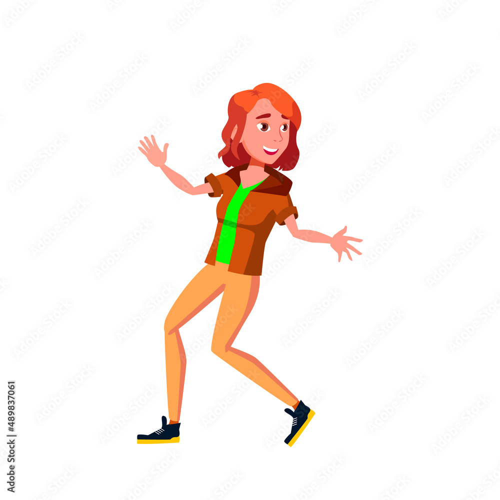 Girl Teen Dancer Dancing On Active Dance Vector. Student Teen With Positive Emotion Listening Energy Music Sound And Active Dancing. Character Performing Elegant Motion Flat Cartoon Illustration Girl Teen Dancer Dancing On Active Dance Vector. Student Teen With Positive Emotion Listening Energy Music Sound And Active Dancing. Character Performing Elegant Motion Flat Cartoon Illustration
