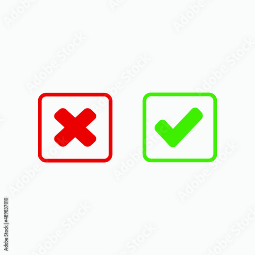 Free Download check and wrong icon vector set. yes or no, accept and decline symbol. green tick, red cross. - GFXLoad