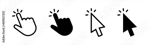 Mouse click cursor icon. Hand Cursor, Click icon. Mouse pointer set. Arrow cursor. Vector illustration