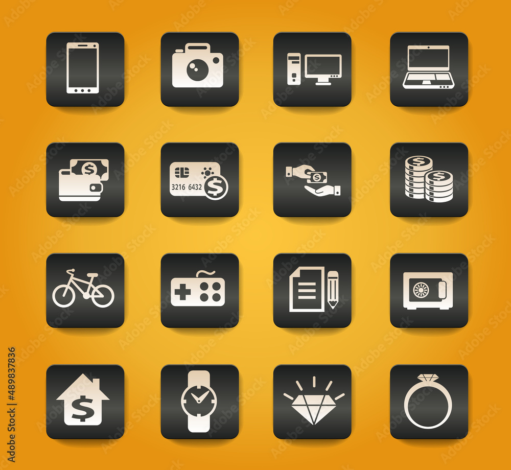 pawn shop icon set