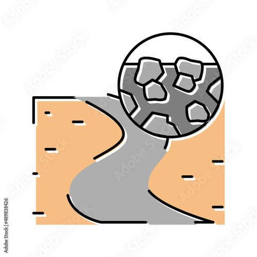 gravel road color icon vector illustration