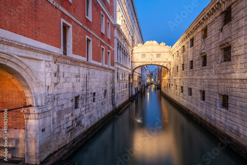 Bridge of Sighs in Venice, Italy at Twilight