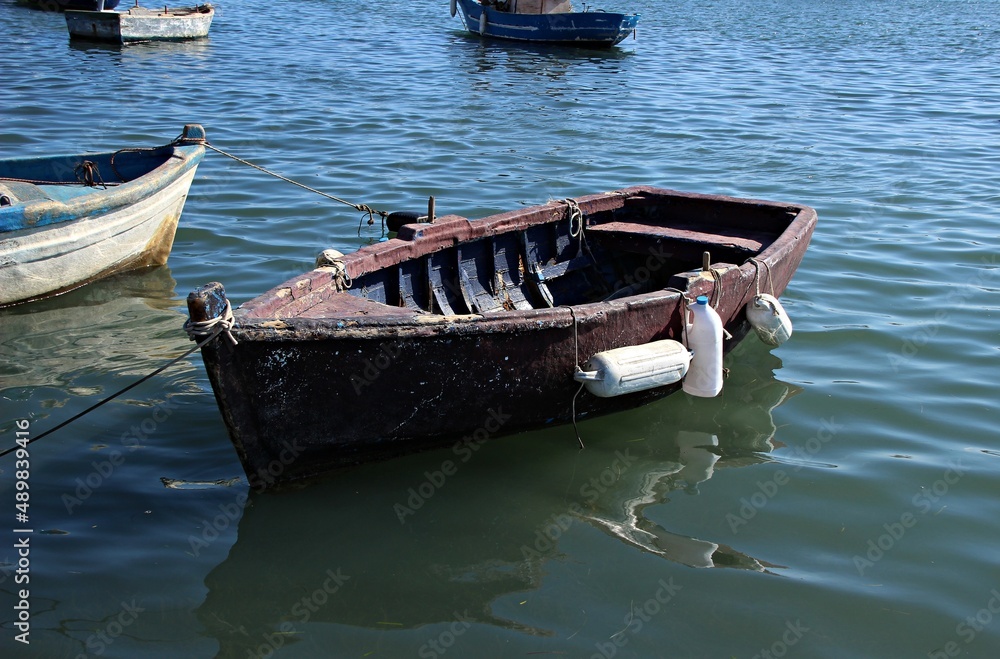 Italy, Sicily: Boat in The sea of Marzamemi. Italy, Sicily: Boat in The sea of Marzamemi.