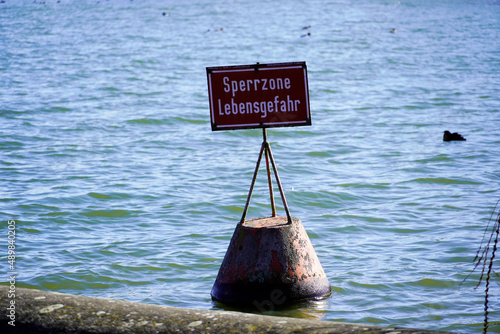 Buoy on the Lippesee near Paderborn. Exclusion zone danger to life.
 photo