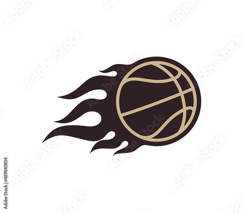 Vector burning basketball ball. Isolated on white background.
