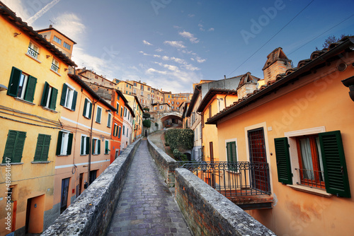 Perugia, Italy on the medieval Aqueduct Street © SeanPavonePhoto
