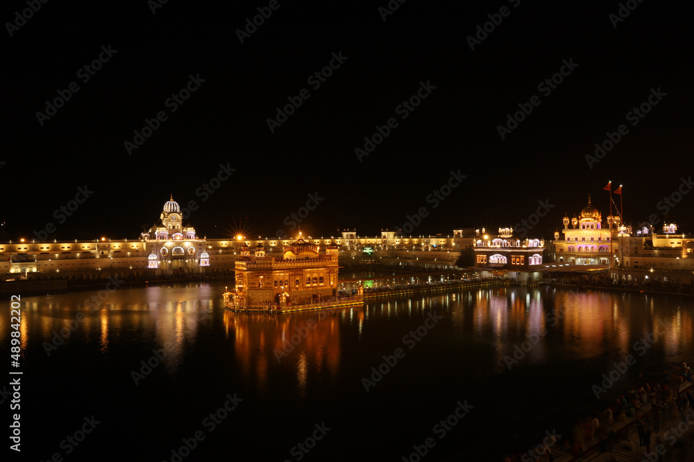 Widescape of Golden temple, Amritsar, Punjab, India. Preeminent spiritual site of Sikhism