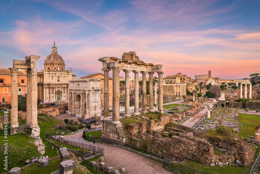 The Forum of Rome, Italy at Dusk