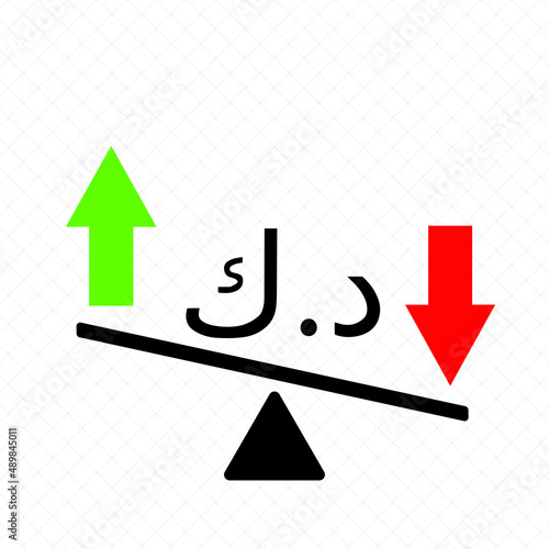 Vector image showing the rise and fall of the kuwait currency value. kuwait dinar
